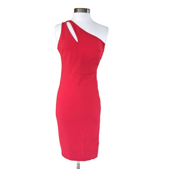 LIKELY Lisette Red One-shoulder Pencil Midi Dress Size 4 - Picture 2 of 10